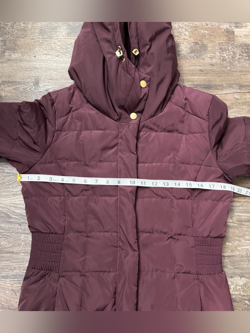 Cole Haan Women’s Box-Quilted Down Puffer Hooded Coat In Merlot Size S - Picture 7 of 8